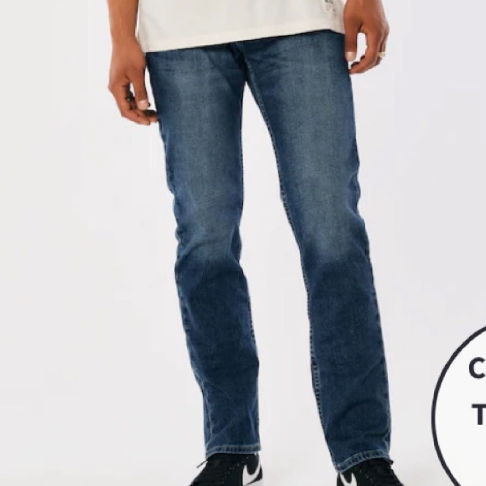 NEW HOLLISTER DARK WASH SLIM STRAIGHT JEANS SIZE: 32x30